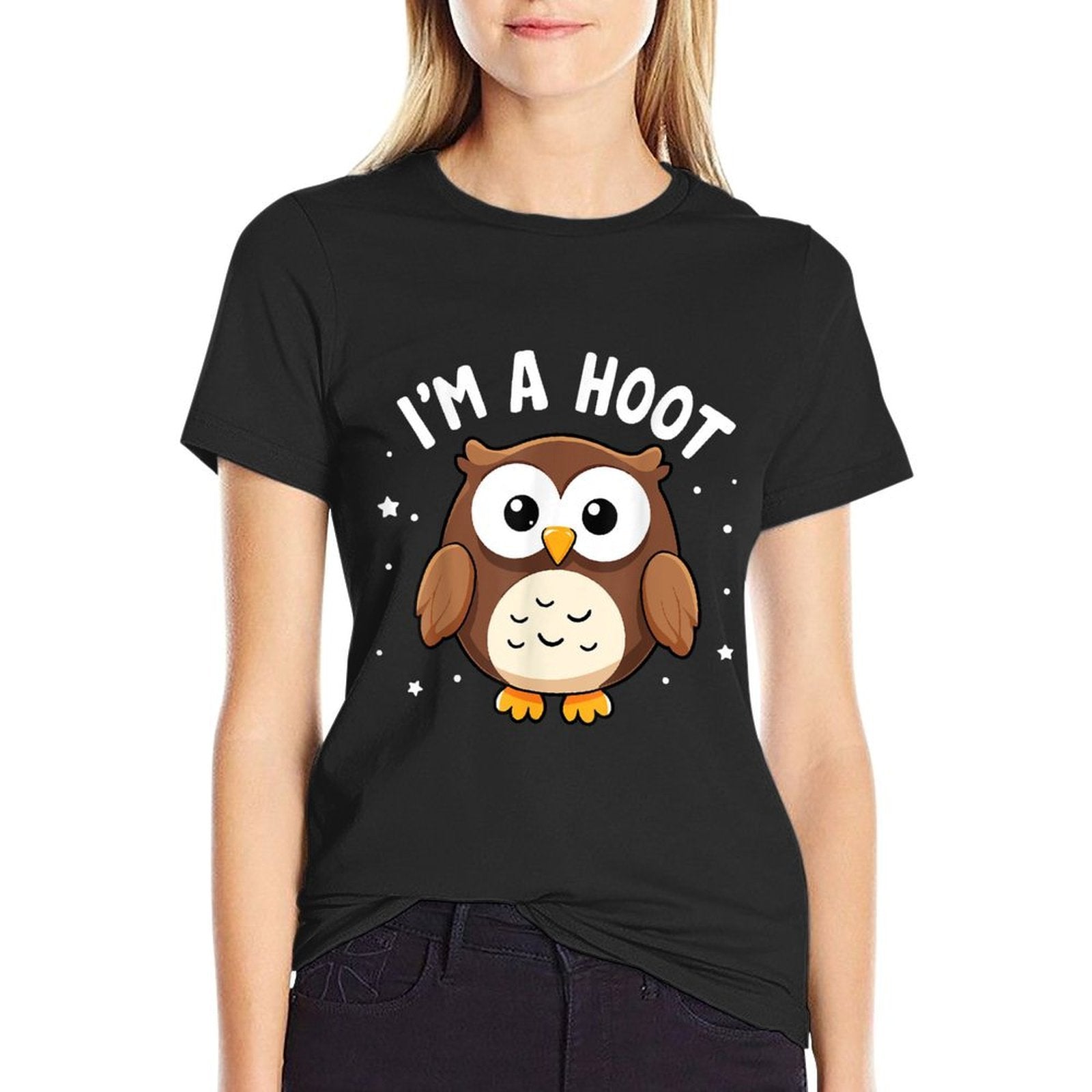 Im A Hoot Funny Saying Cute Owl Bird Joke Humor  Moisture-wicking T-Shirt