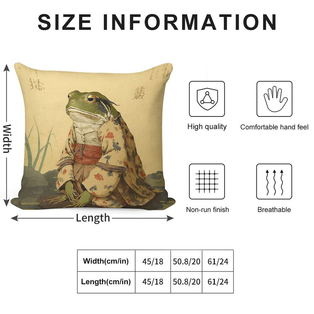 Vintage Japanese Unimpressed Frog Soft Ultra-Soft Texture Throw Pillow