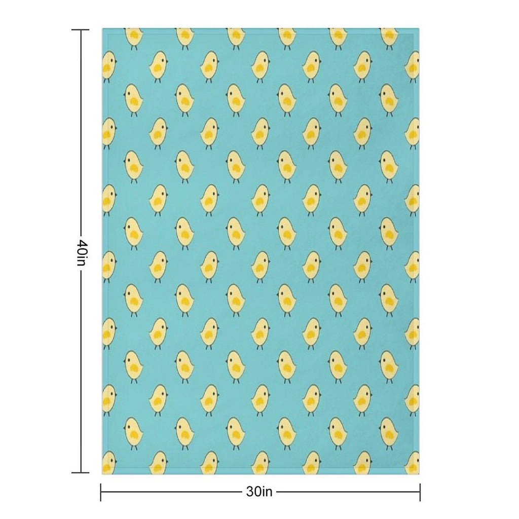 Busy Chicks Pattern - Yellow on Aqua Blue Lightweight Throw Blanket