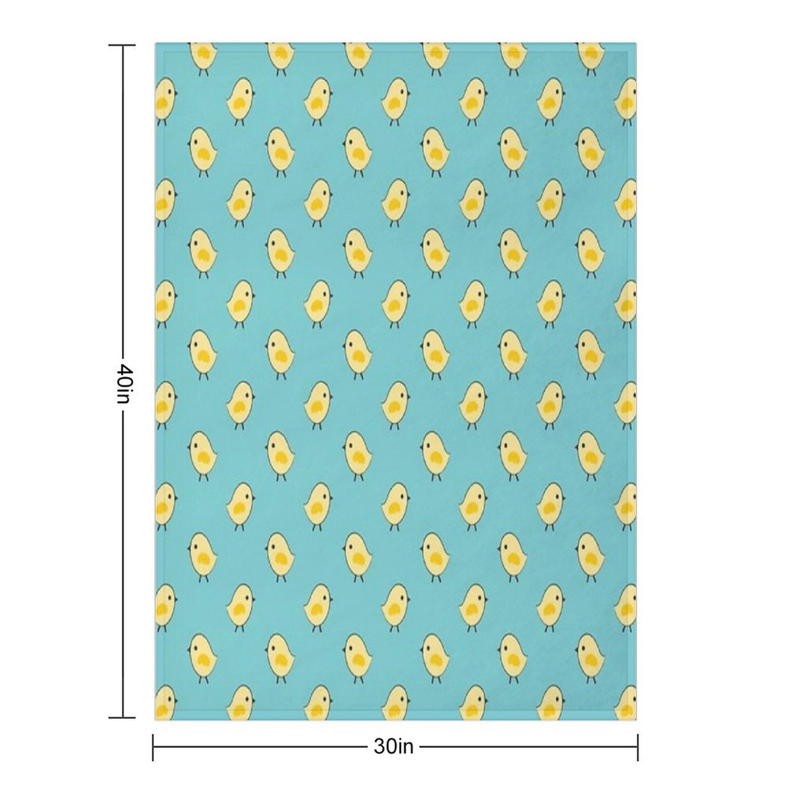 Busy Chicks Pattern - Yellow on Aqua Blue Easy Care Throw Blanket