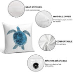 Watercolor Sea Turtle - Turquoise Blue Soft Luxury Feel Throw Pillow