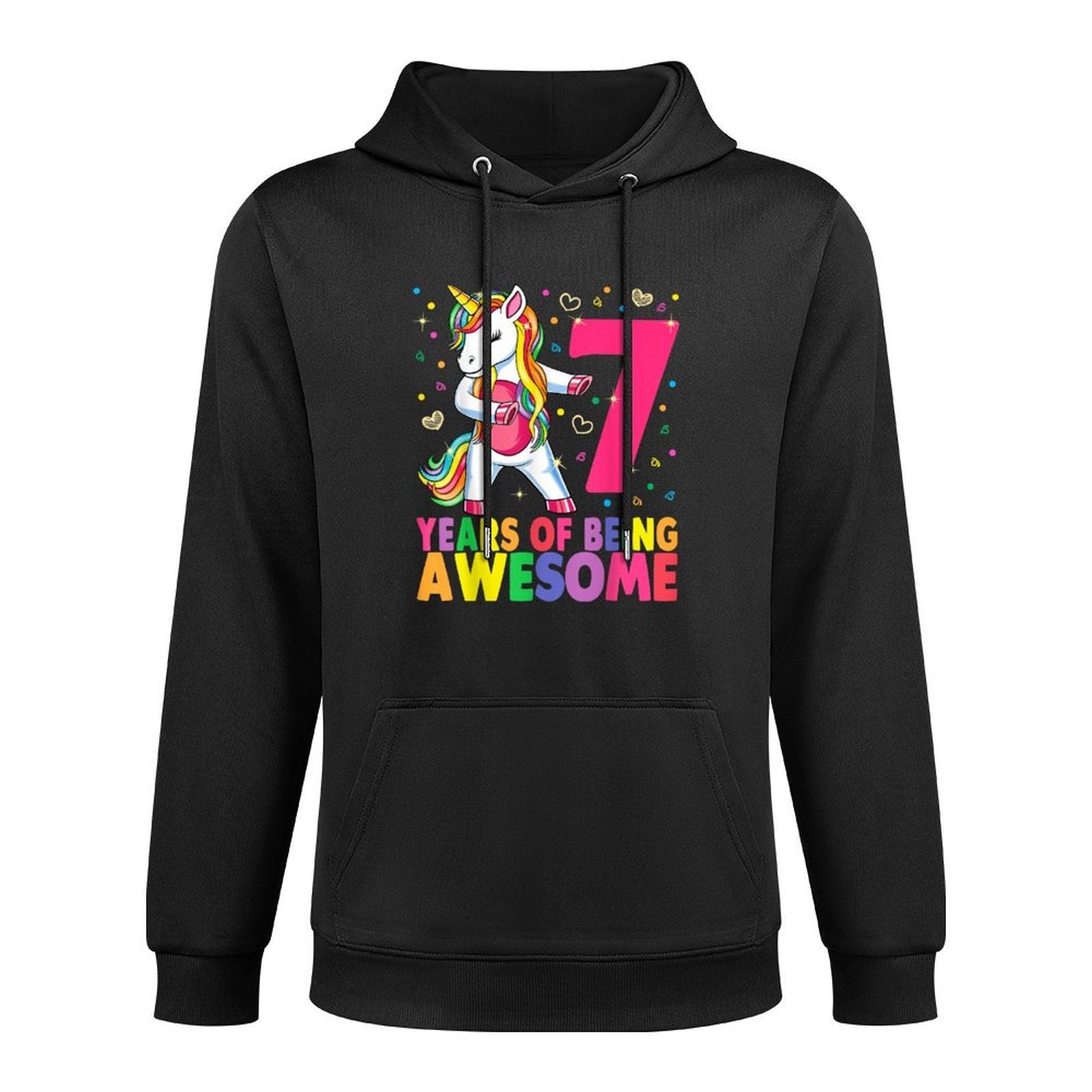 7 Years Old Unicorn Flossing 7th Birthday Girl Unicorn Party Machine Washable Hoodie