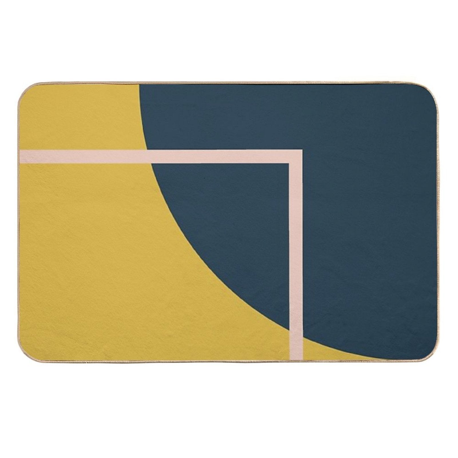 Abstract Geometric Minimalist Navy Blue, Mustard Yellow, And Blush Pink  Long-Lasting Bath Mat