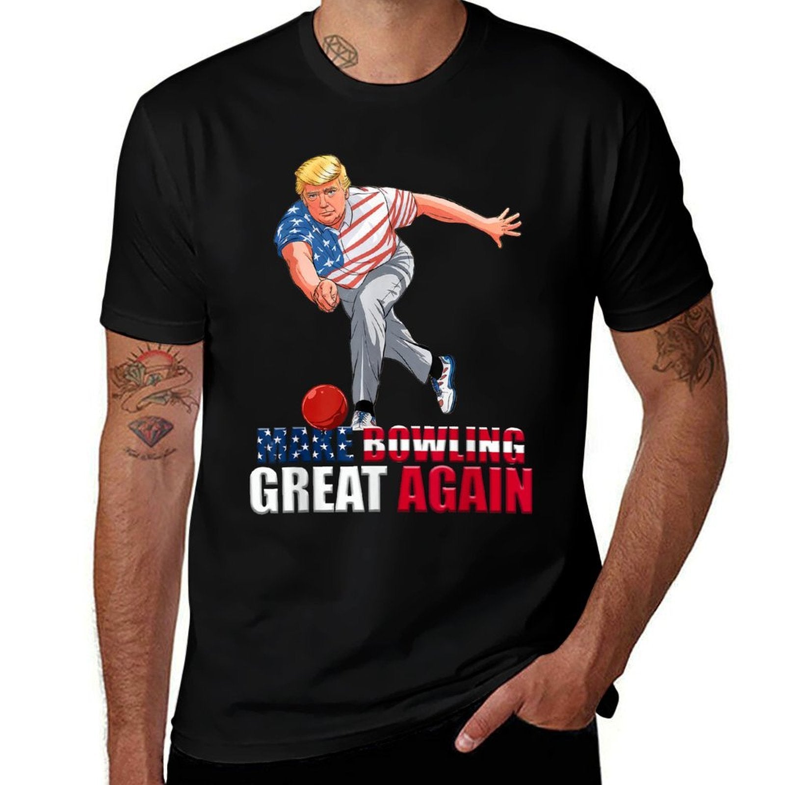 Funny Trump Bowling Make Bowling Great Again  Wrinkle-resistant T-Shirt