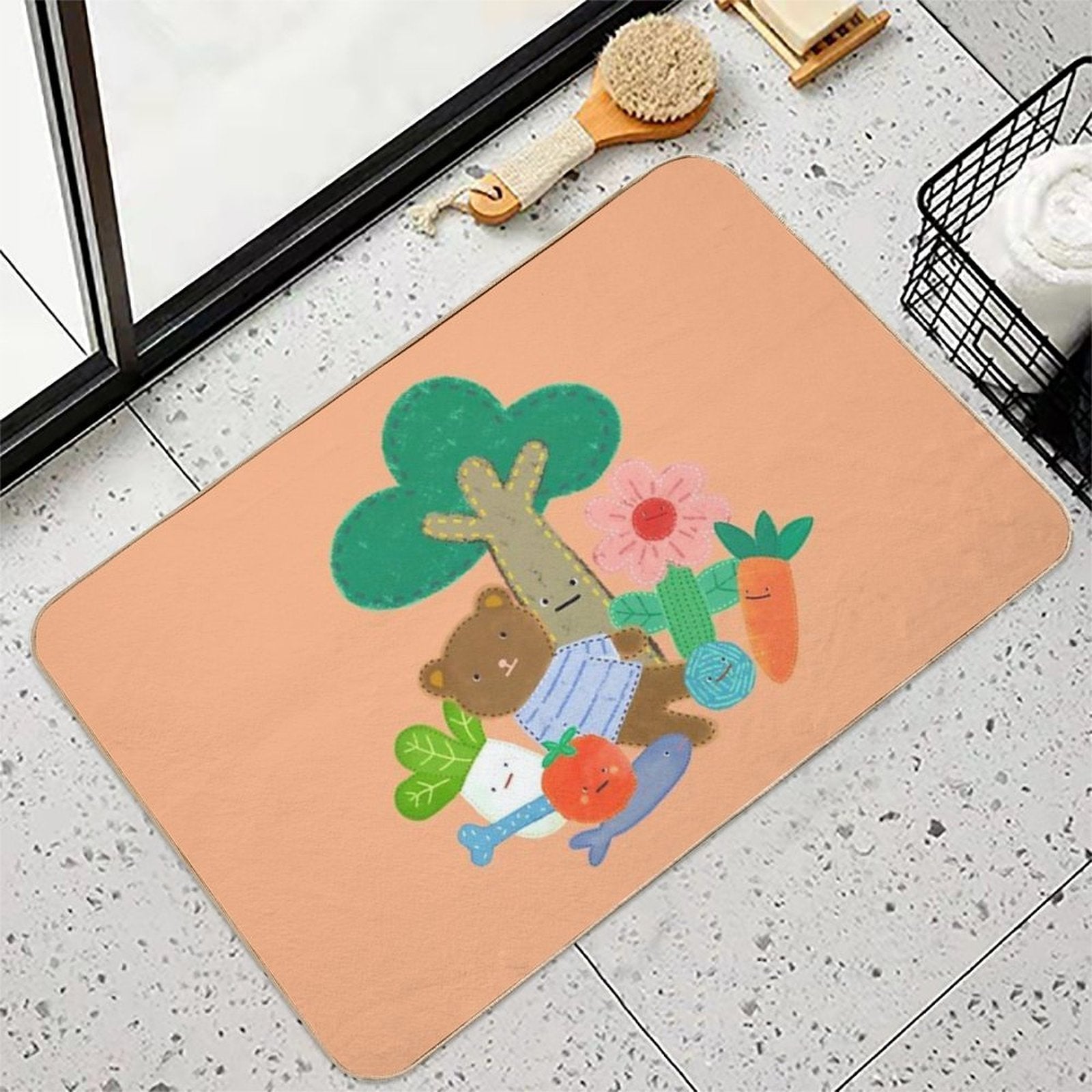 Critter & Carrot Crew Fun Under The Tree!  Fade-Resistant Bath Mat