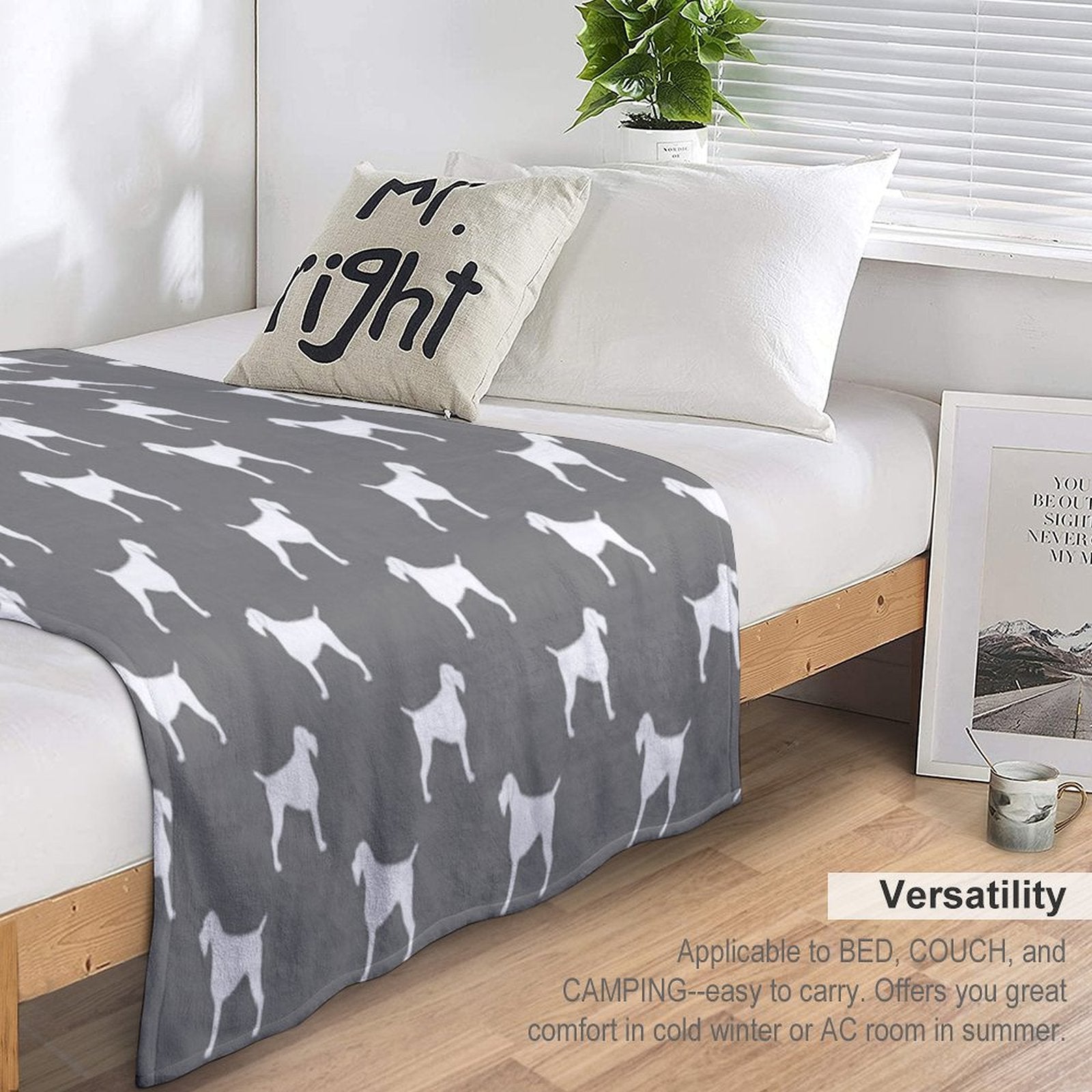 German Wirehaired Pointer Silhouette(s) Easy Care Throw Blanket