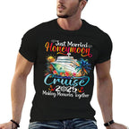 Honeymoon Cruise 2025 Just Married Matching Couples Vacation  Soft T-Shirt