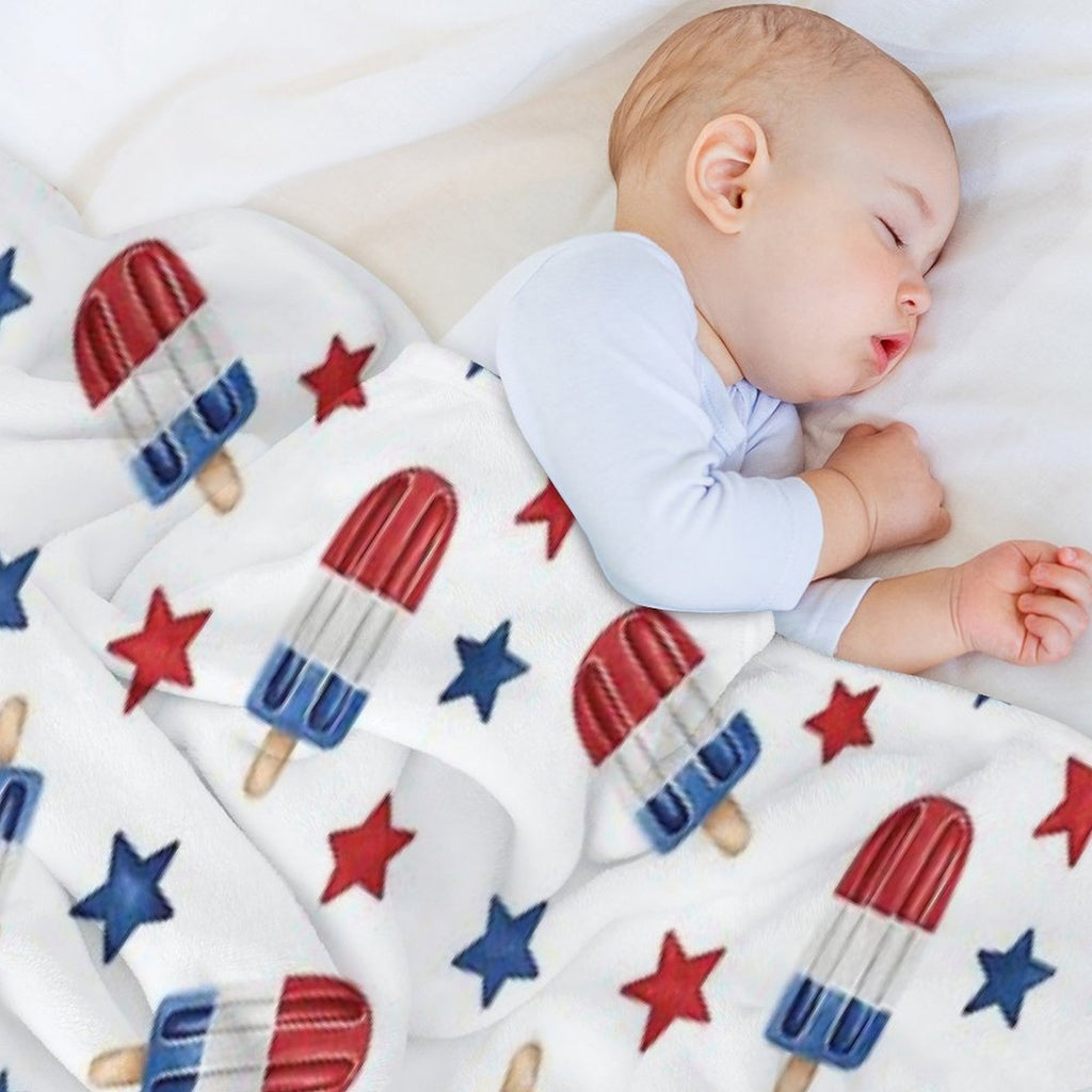 4th of July Red, White And Blue Popsicles Durable Throw Blanket