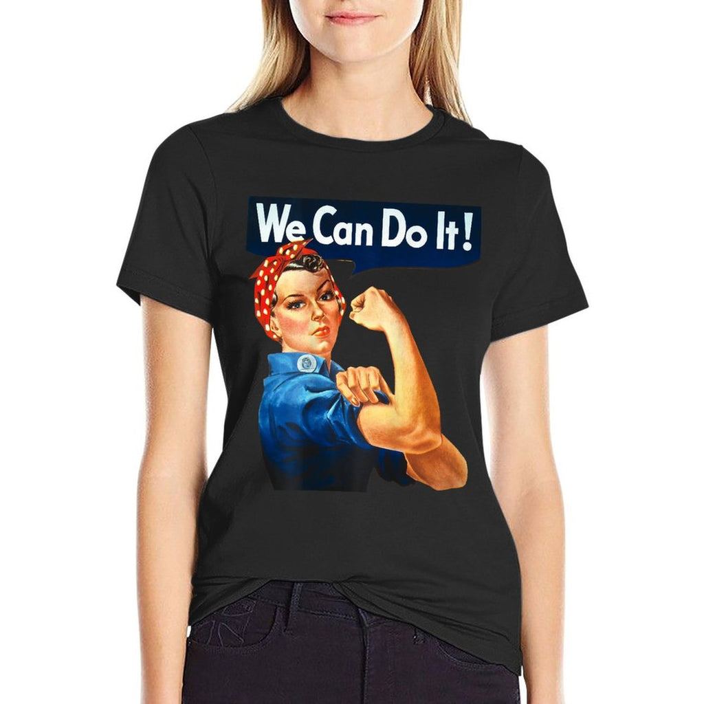 WE CAN DO IT Rosie The Riveter Feminist Icon Meme ON BACK  Heathered Texture T-Shirt