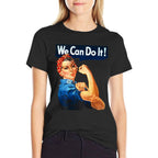 WE CAN DO IT Rosie The Riveter Feminist Icon Meme ON BACK  Heathered Texture T-Shirt