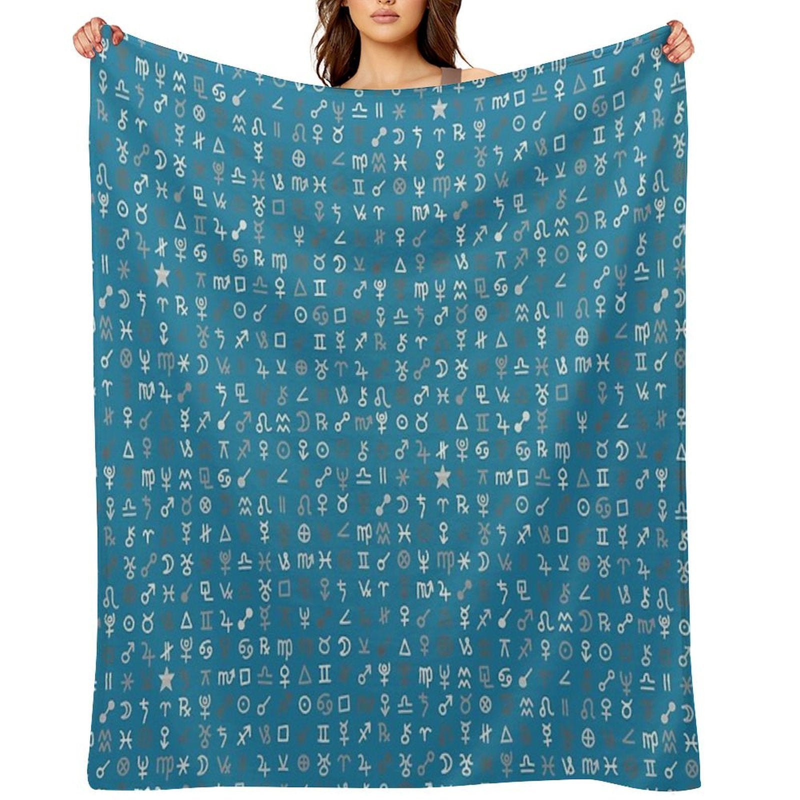 Astrology Symbols And Signs Blue Pattern Quick-dry Throw Blanket