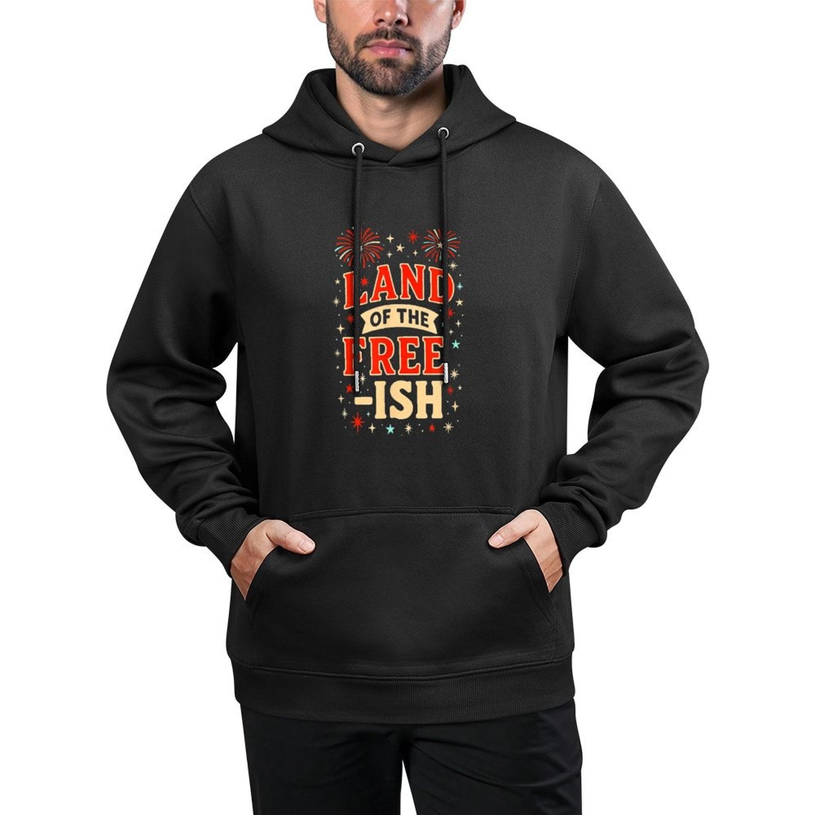 Anti-MAGA  Land of The Free-ish  July 4th Fireworks Art All-Day Comfort Hoodie
