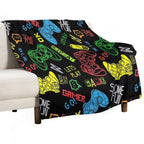 Seamless Pattern in Pixel Game Style Wrinkle-free Throw Blanket