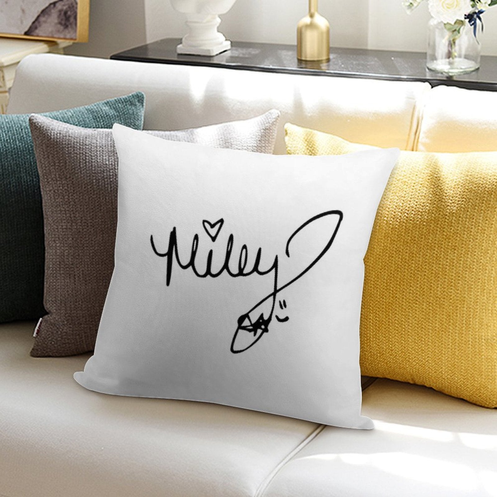 Miley Cyrus Autograph Soft Multiple Sizes Throw Pillow