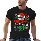 First Christmas As A Mom 2025 Family Matching 1st New Mom  Relaxed-fit T-Shirt
