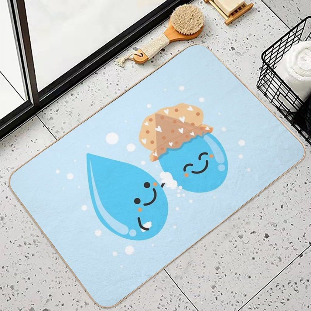 Cute Water Droplets Bathing  Multi-Purpose Bath Mat