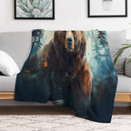 Majestic Grizzly Bear Eco-conscious Throw Blanket