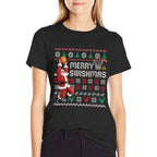 Merry Swishmas Basketball Ugly Christmas Sweater Men Boys  Slim-fit Cut T-Shirt