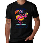 Pink Flamingo Drinking Cocktails Summer Vacation Beach Funny  Relaxed-fit T-Shirt