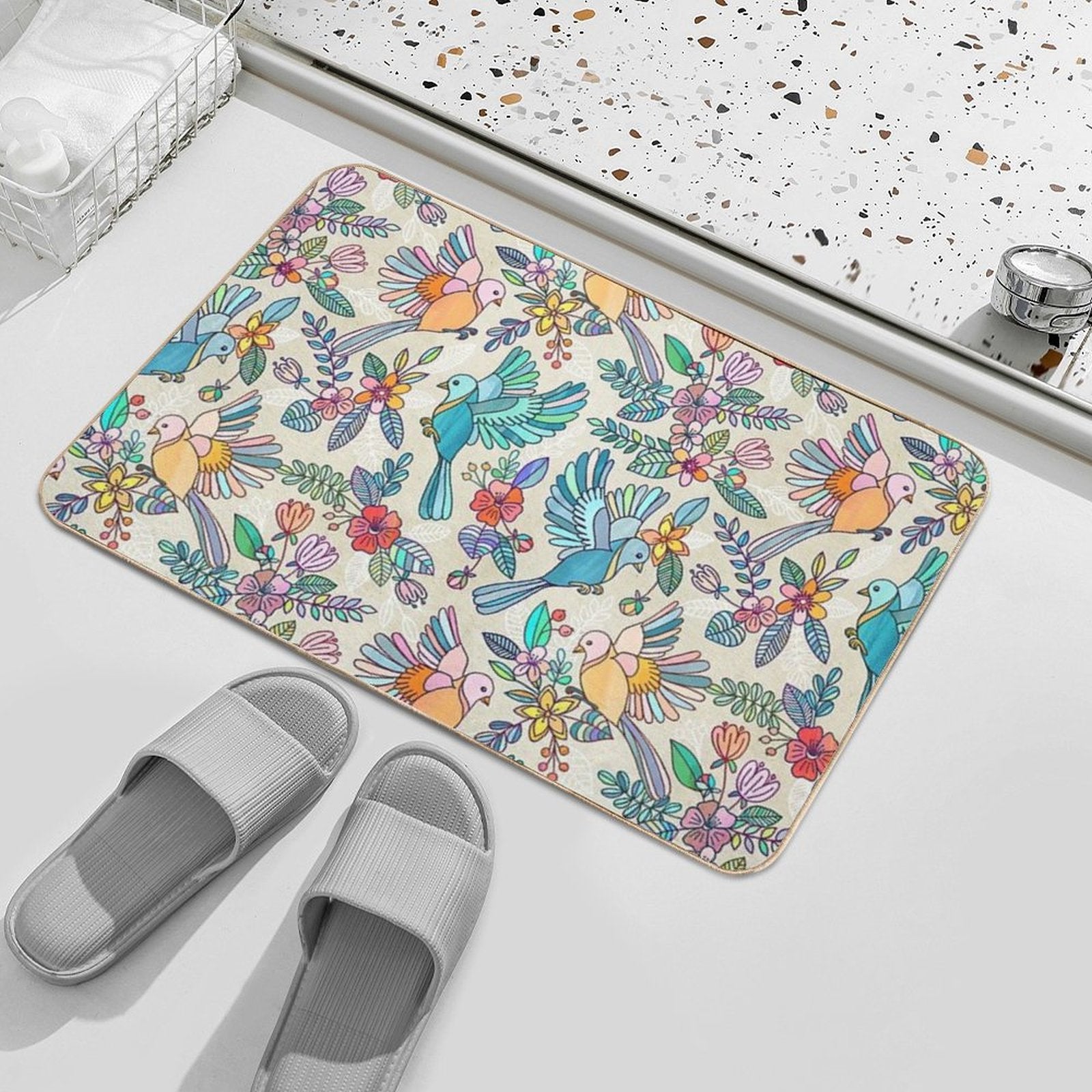 Whimsical Summer Flight  Slip-Resistant Bath Mat