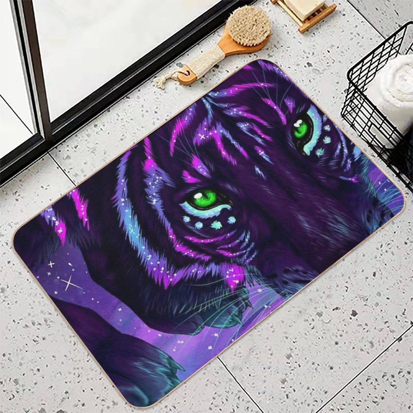 Neon Tiger Painting Durable Bath Mat