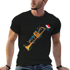 Funny Christmas Trumpet Tree Xmas Trumpet Player Gift  Heathered Texture T-Shirt