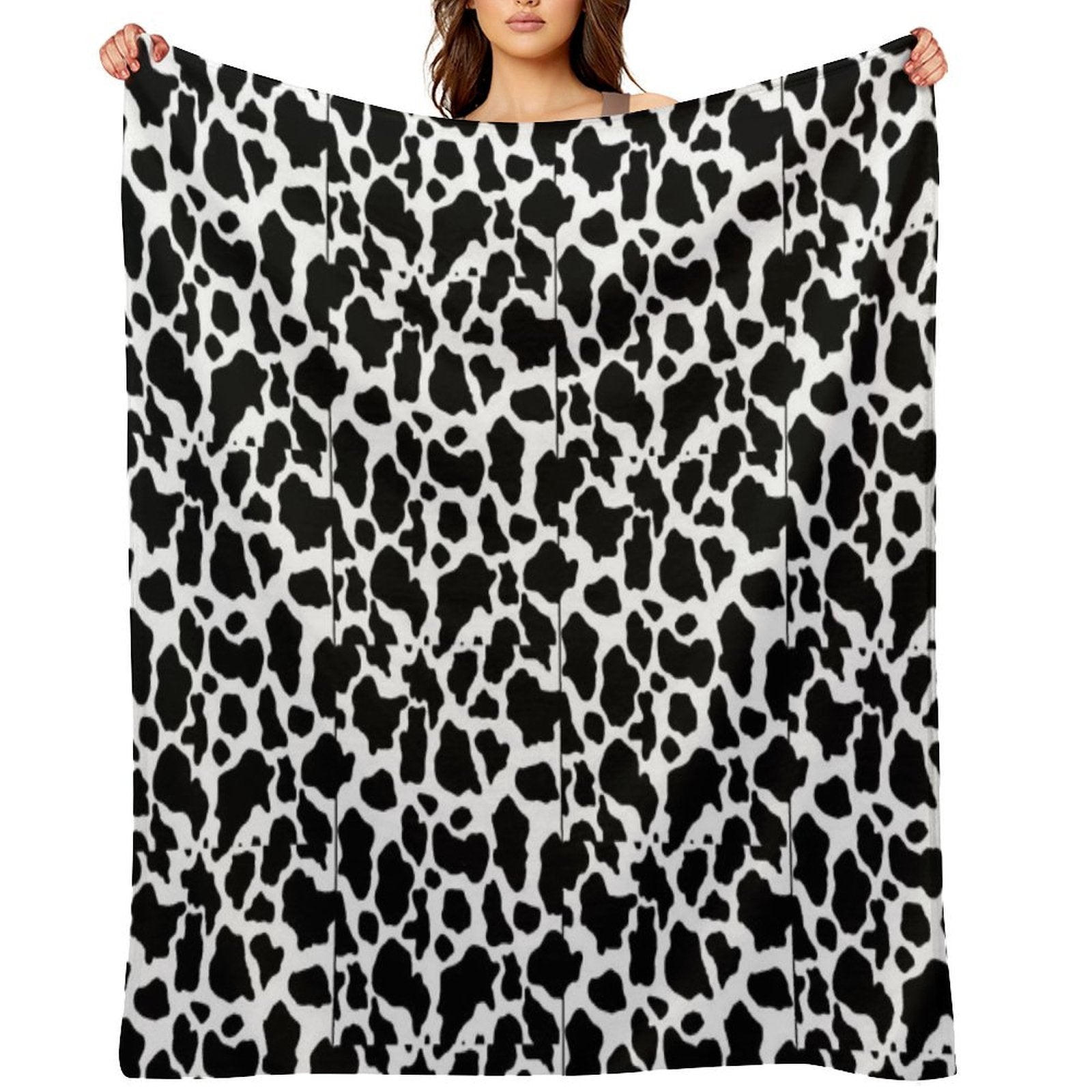 Black & White Cow Print Desinged Items Wrinkle-free Throw Blanket