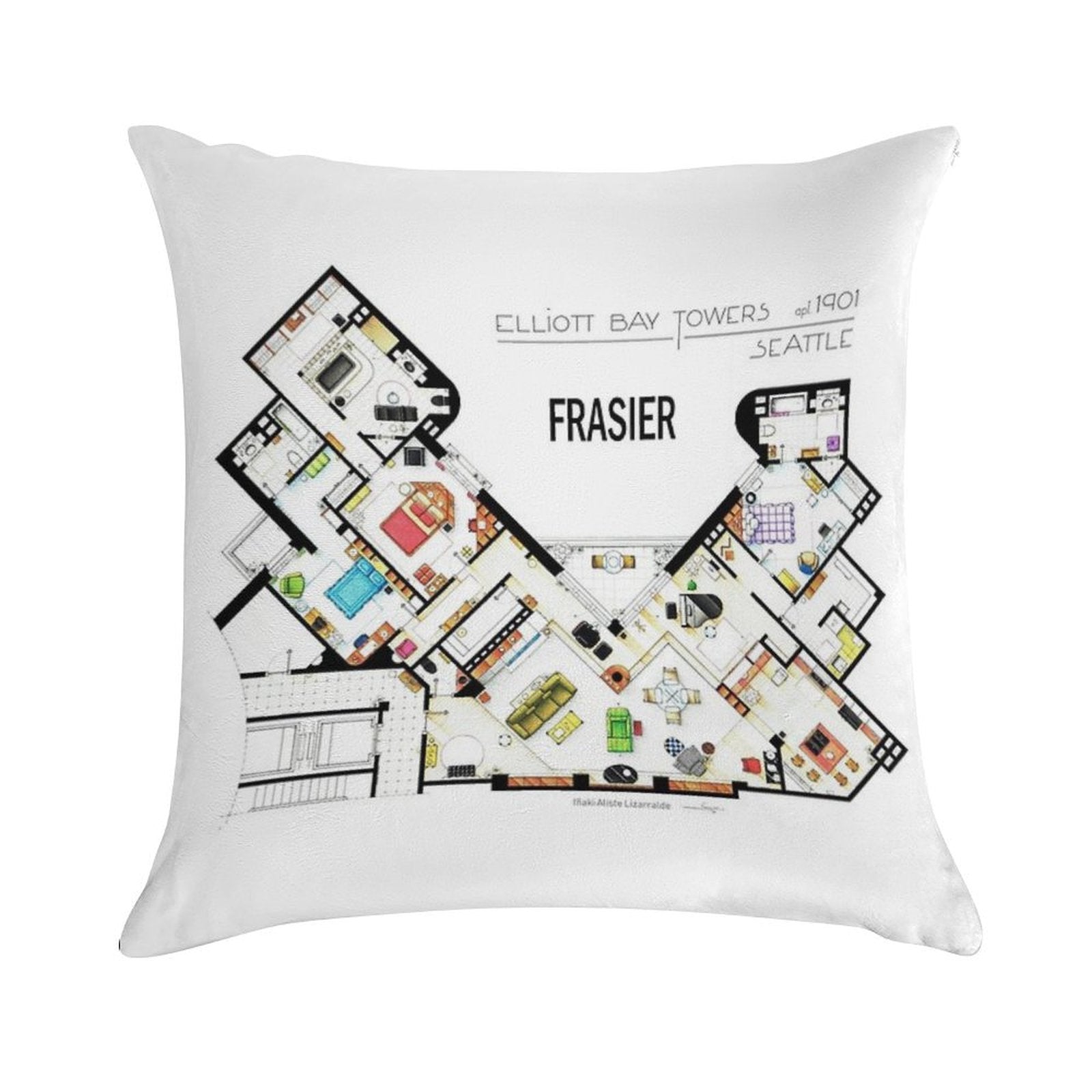 Frasier Apartment Floorplan Soft Ultra-Soft Texture Throw Pillow