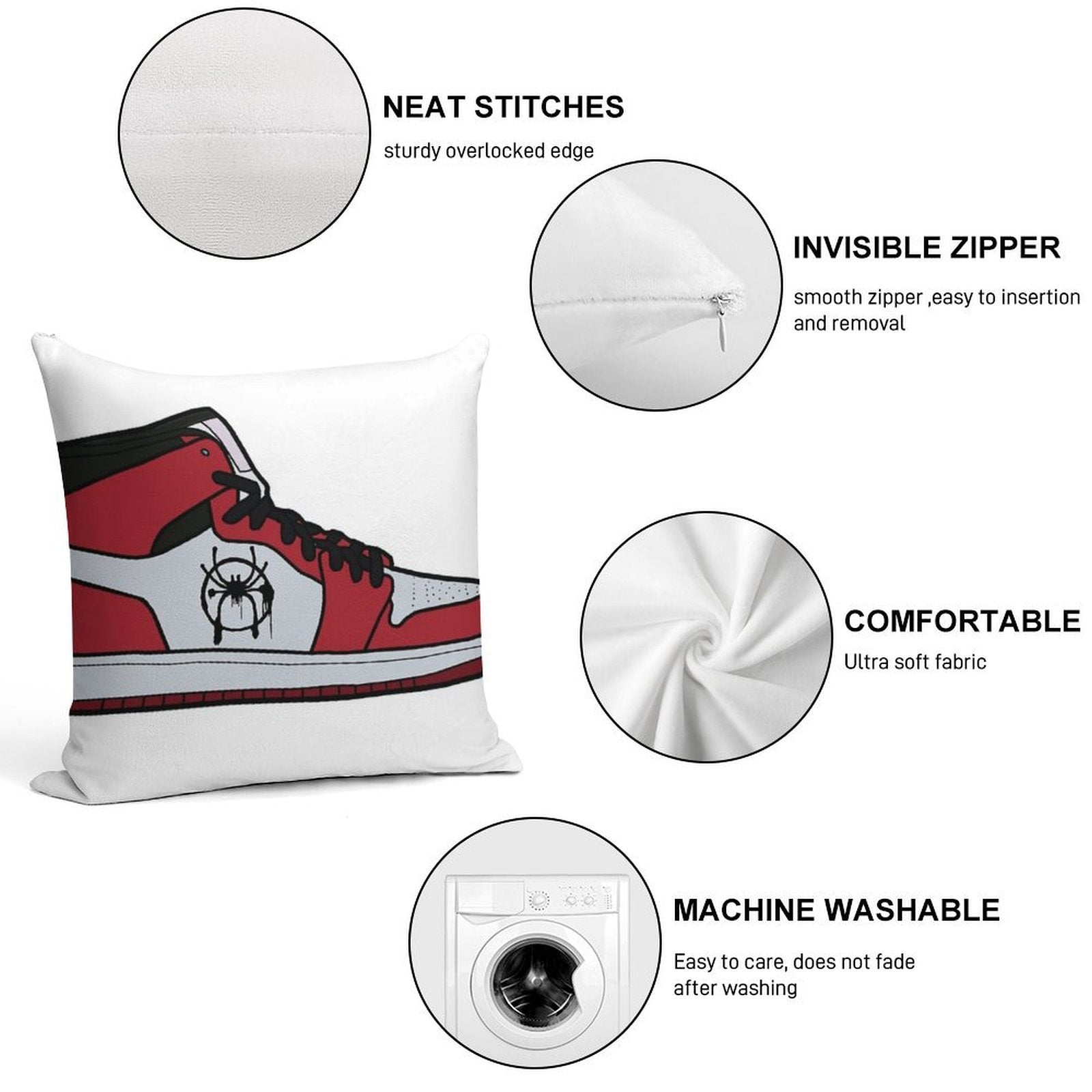 Into The Spider-Verse Shoe Soft Fade-Resistant Throw Pillow