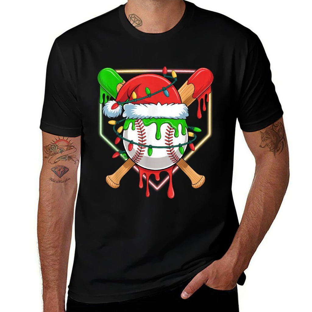 Baseball Christmas Tree Light Xmas Baseball Boys Kids  Relaxed-fit T-Shirt