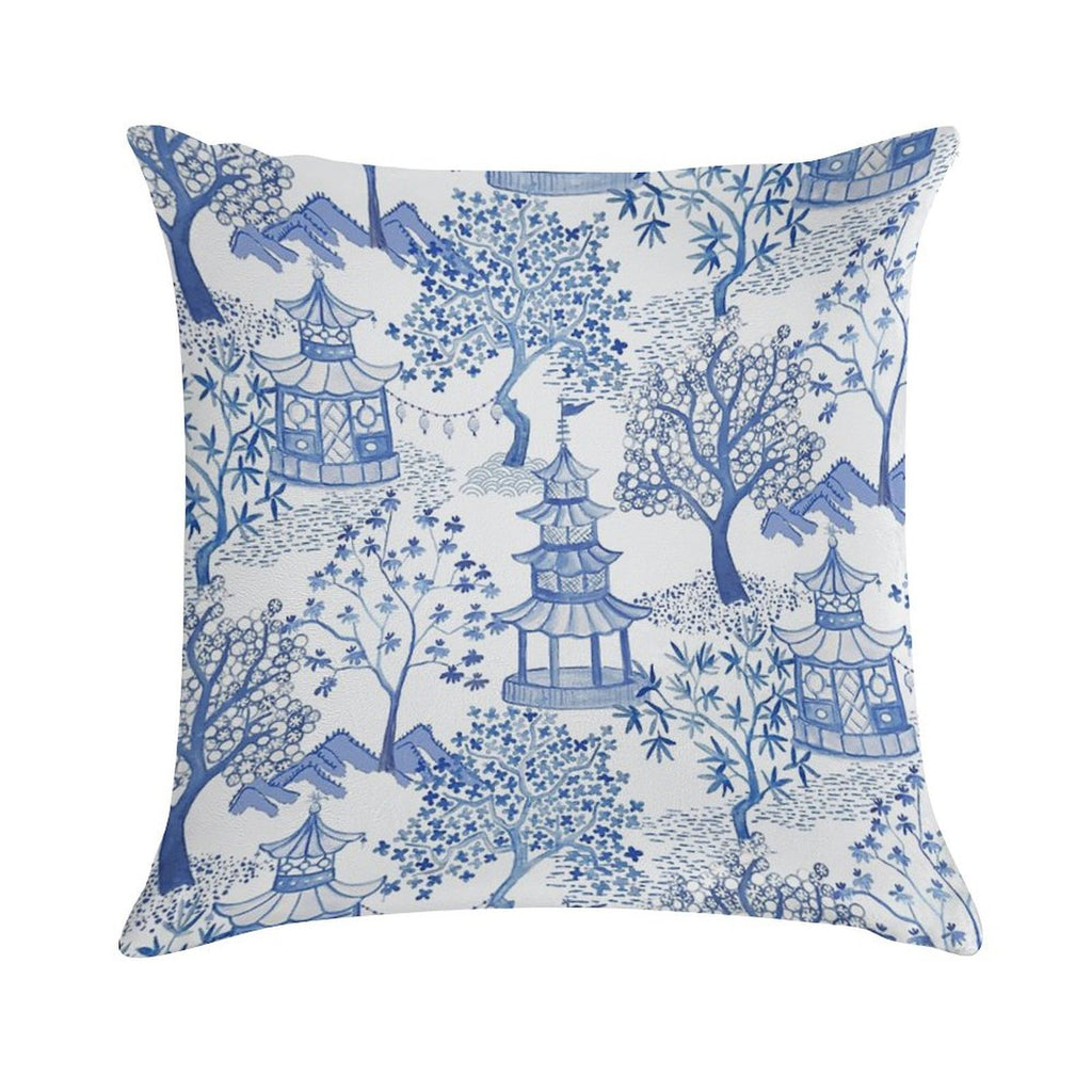 Pagoda Forest in Blues Soft Ultra-Soft Texture Throw Pillow