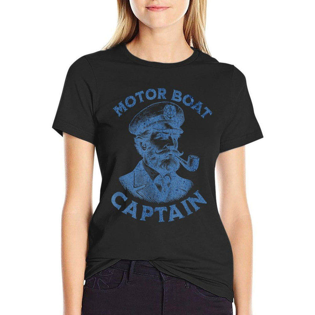 Funny Motor Boat Captain  Summer-ready Fabric T-Shirt