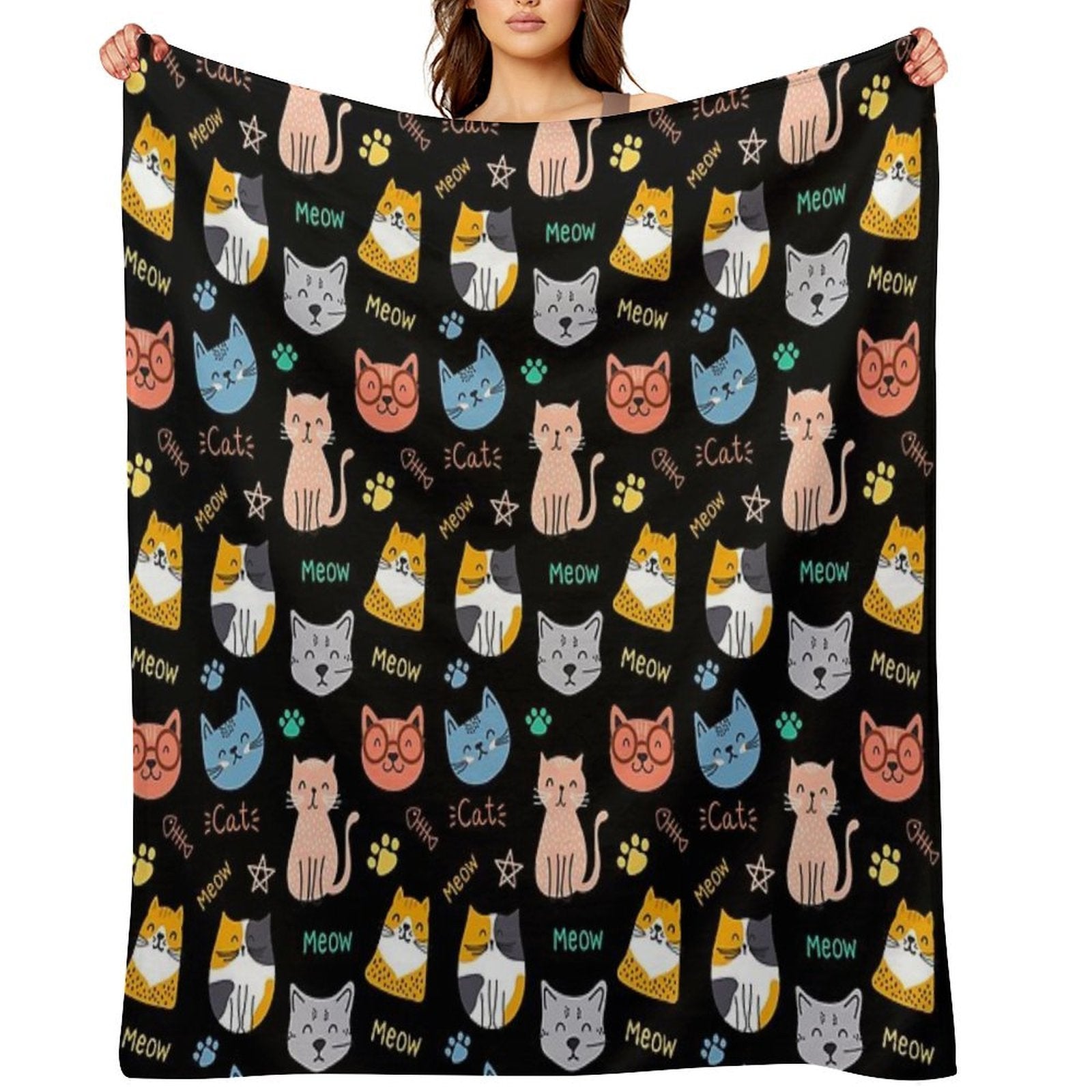 Cats Cats Wrinkle-free Throw Blanket