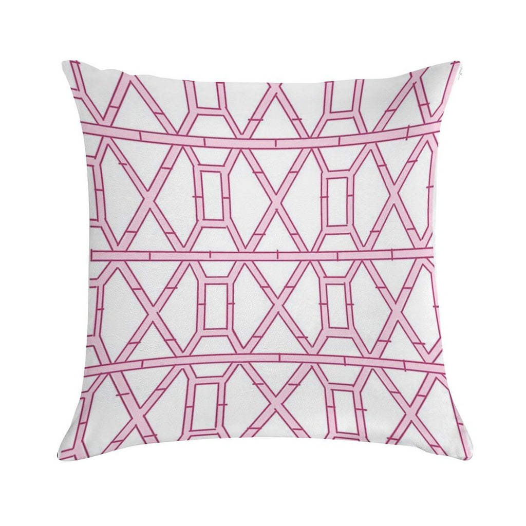 Pink Chinoiserie Pagoda Print Soft Anti-Pilling Throw Pillow