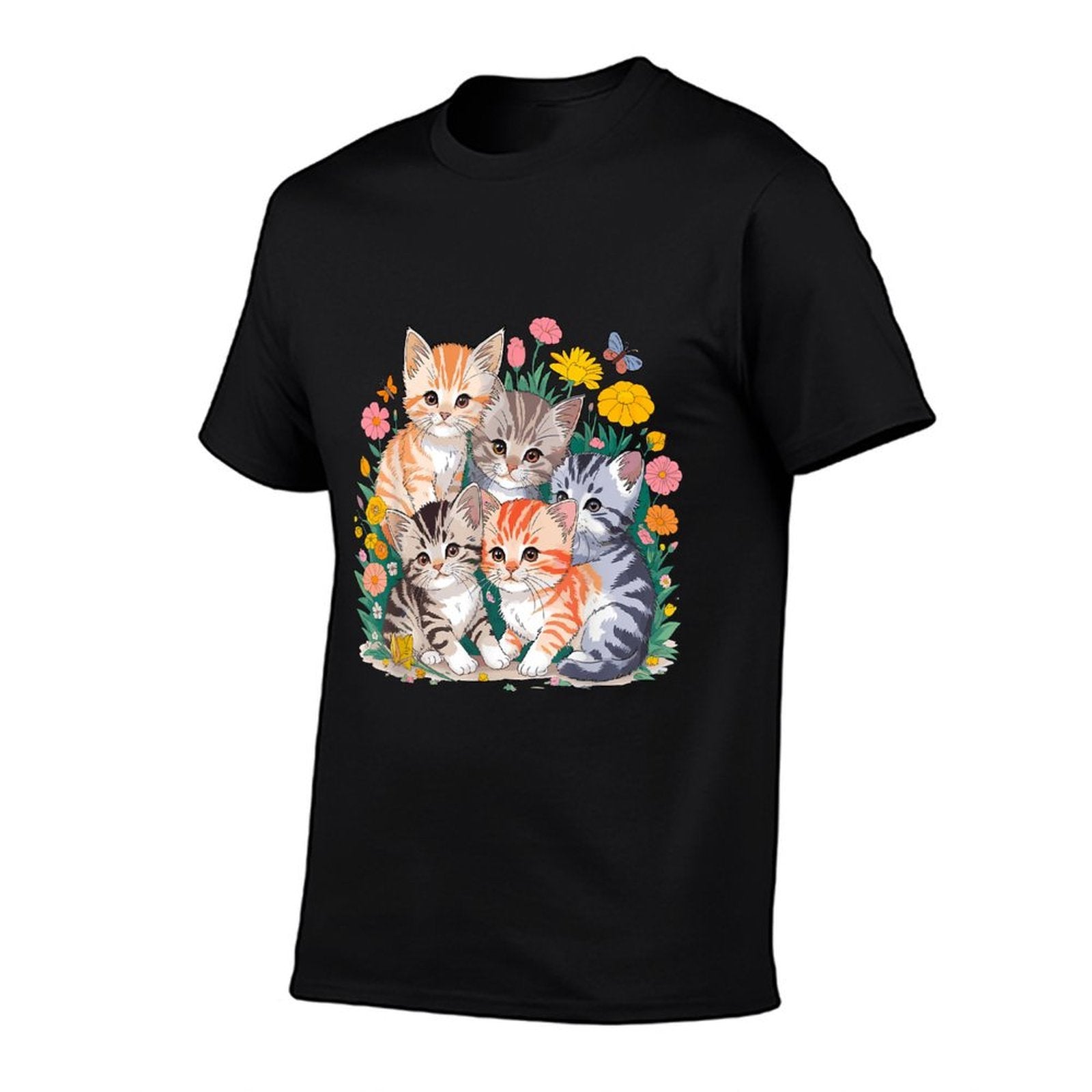 Kittens Floral Cat Men Women Girls Kids  Trendy Pattern T-Shirt