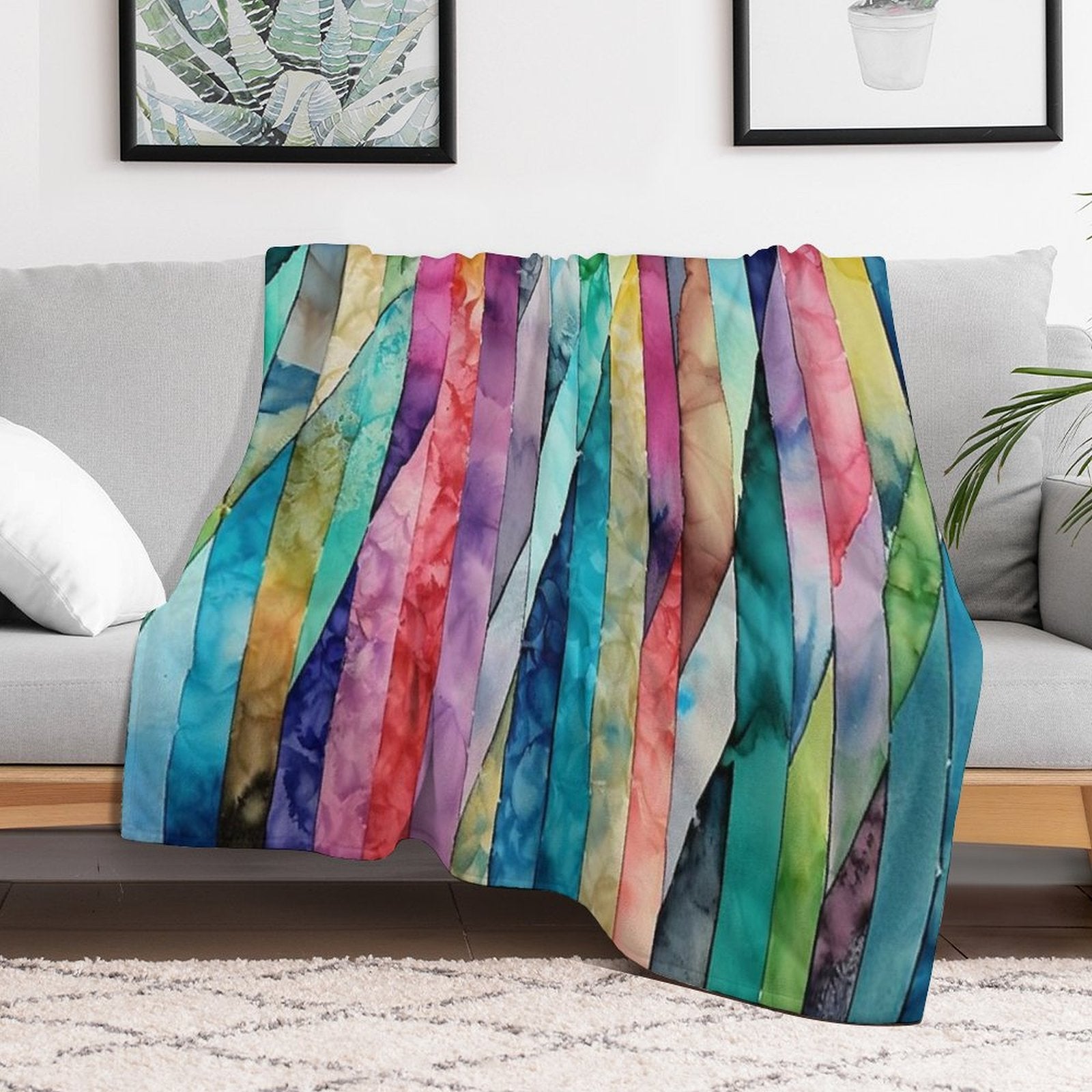 Abstract Stripes Plush Throw Blanket
