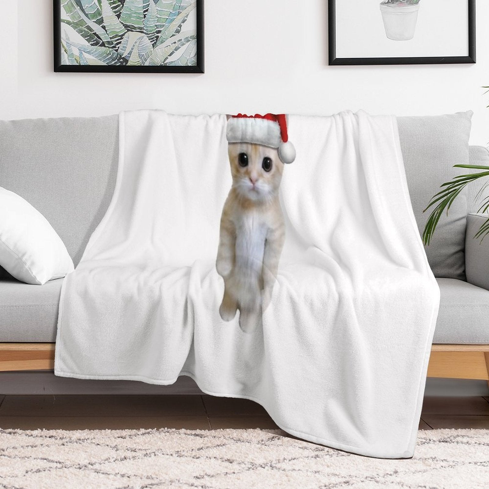 Christmas El Gato Cat Compact Throw Blanket