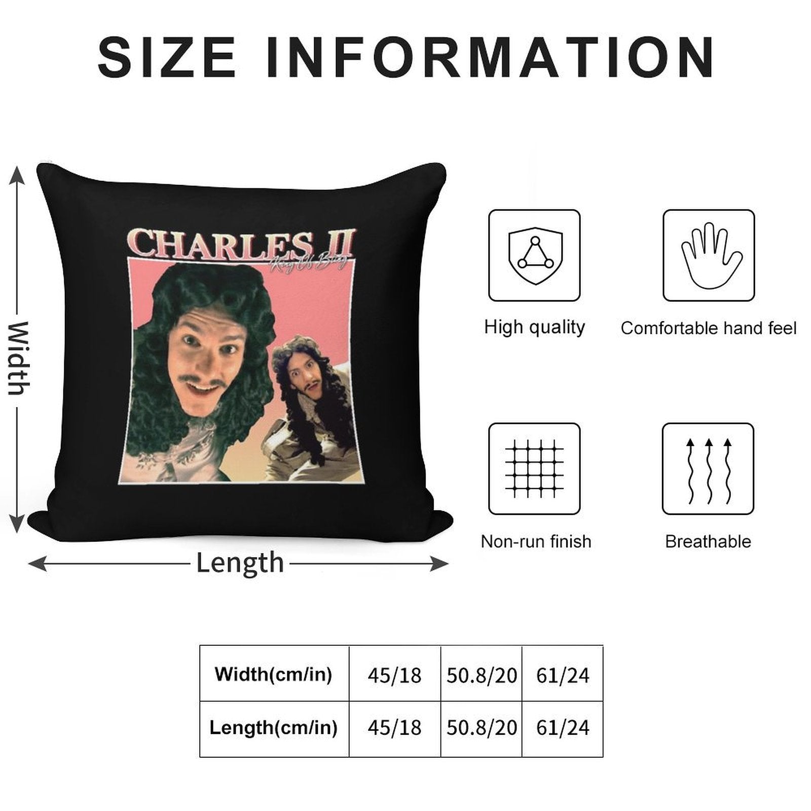 Charles II VintageRetro Design Soft Skin-Friendly Throw Pillow