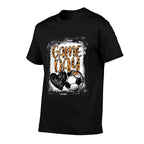 Soccer Game Day Women Leopard Cheetah Print Soccer Fan  Soft T-Shirt