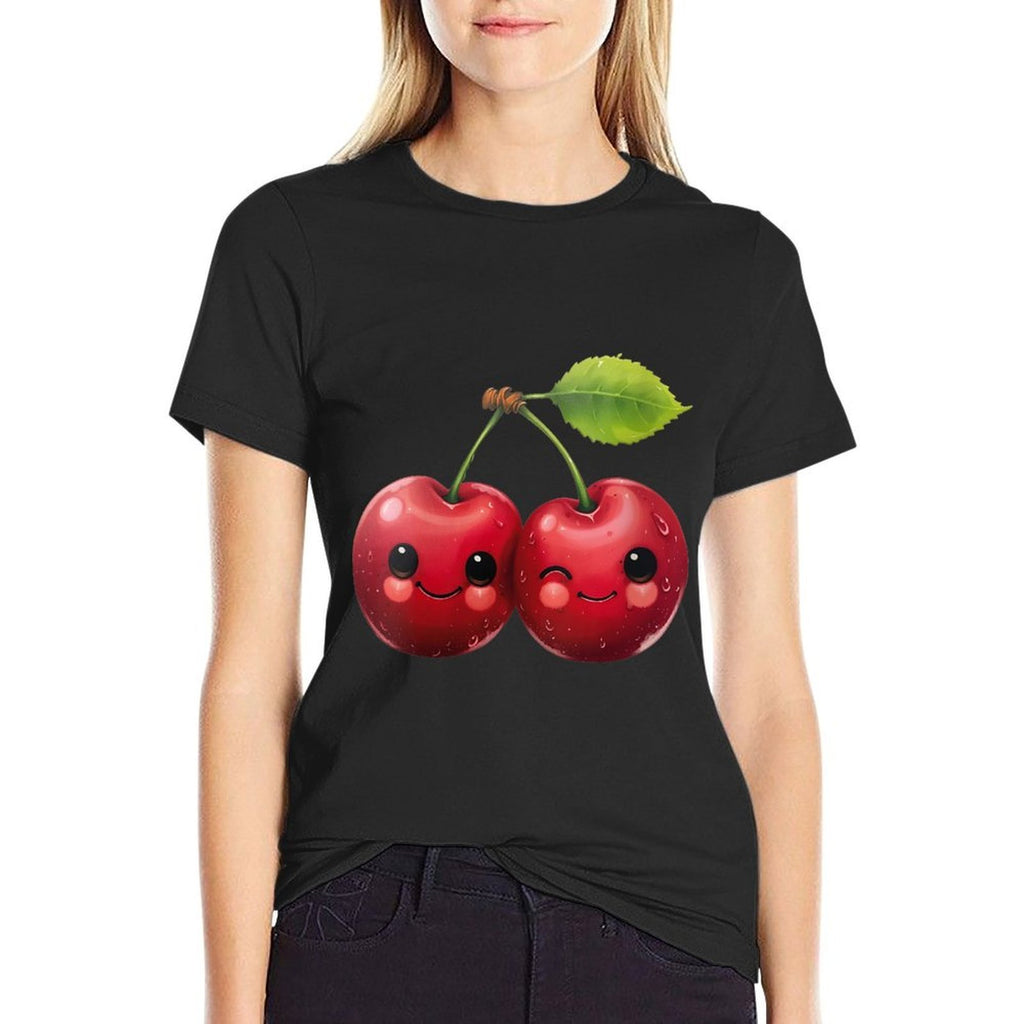 Womens Funny Cherries Cherry  Stretchy T-Shirt