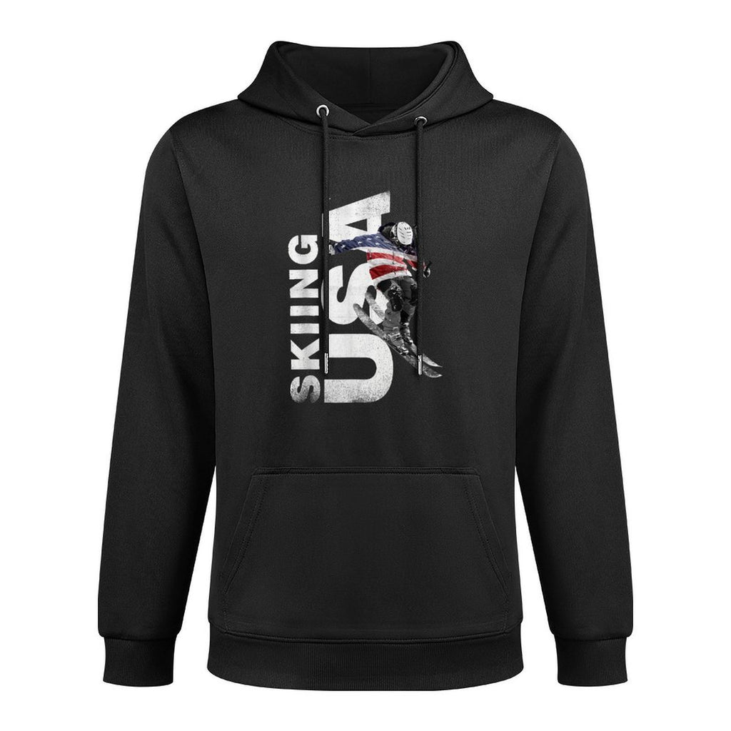 Skiing USA Support The Team Tshirt USA Ski Kangaroo Pocket Hoodie