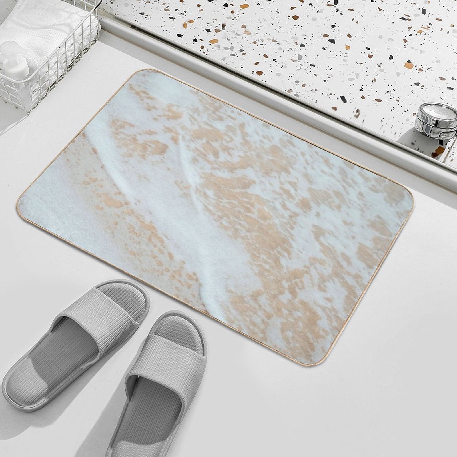 Beach Sand And Waves  Repositionable Bath Mat
