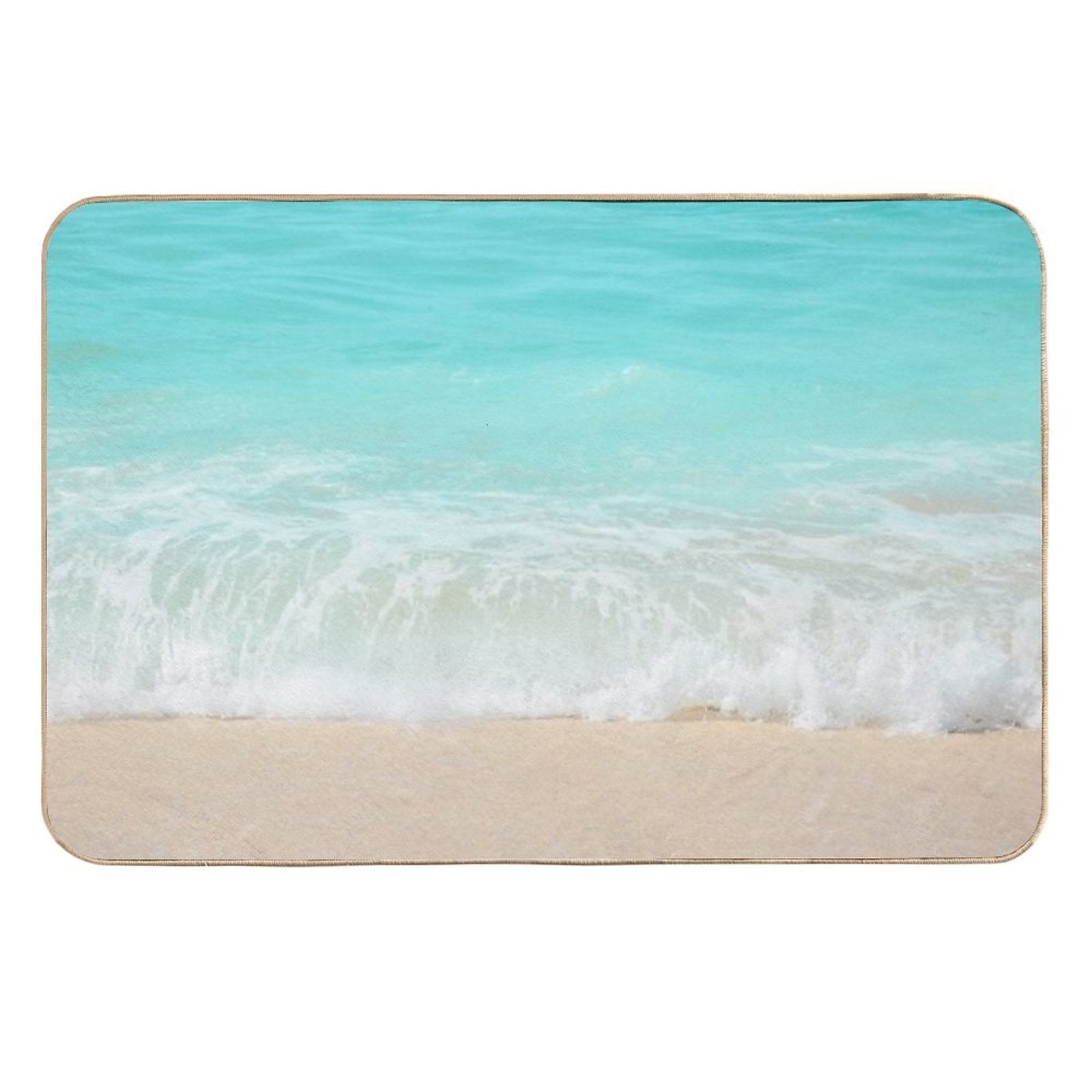 Bright Blue Calm Ocean Shore  Multi-Purpose Bath Mat