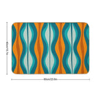 Hourglass Abstract Midcentury Modern Pattern in Orange, Rust, Aqua, Turquoise, And Teal  Rapid-Drying Bath Mat