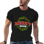 Merry And Christmas Bright Moody And Uptight Matching Couple  Summer-ready Fabric T-Shirt