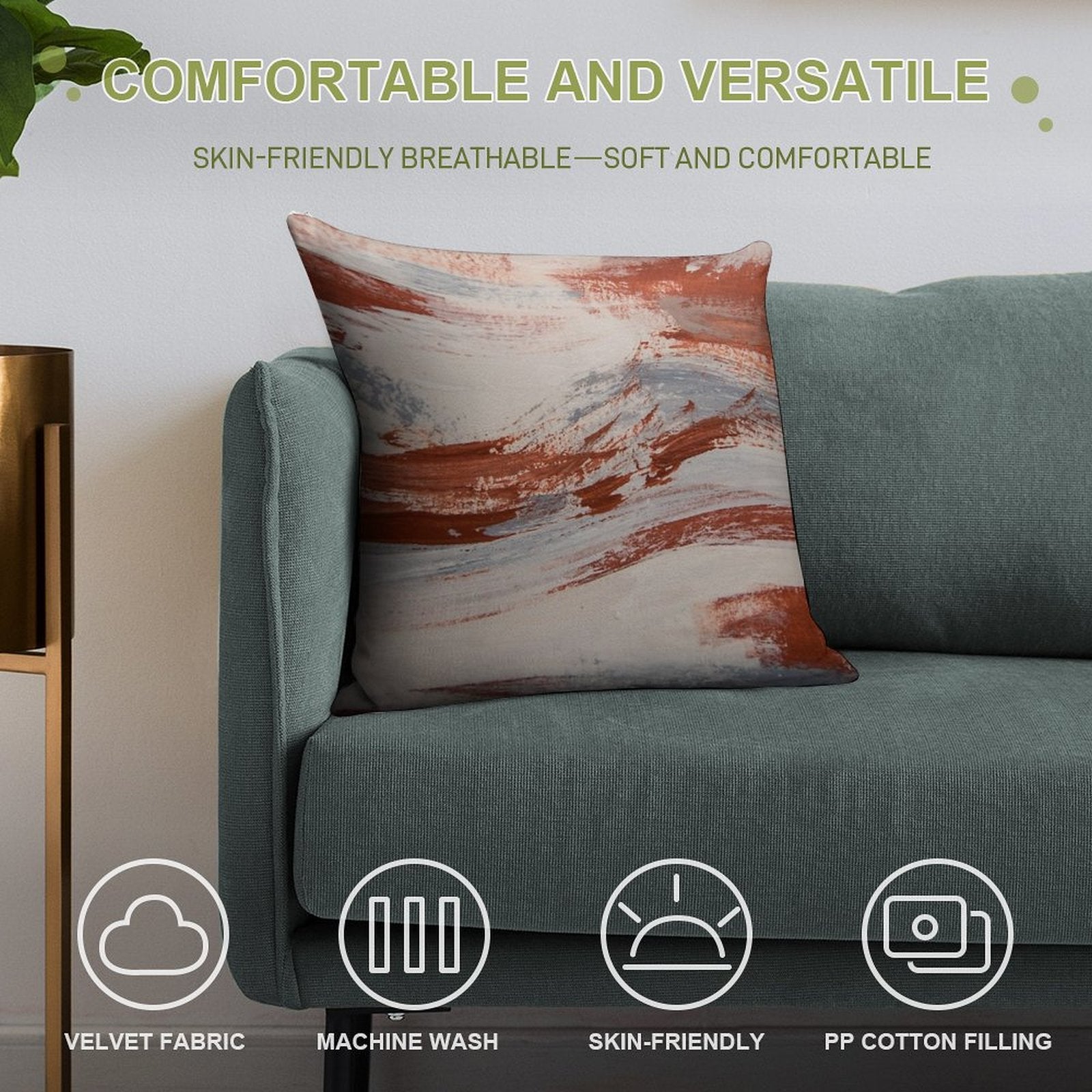 Rust, Slate And Earth Soft Skin-Friendly Throw Pillow