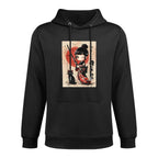 Cute Kawaii Samurai Girl with Katana Cat Japanese Anime Breathable Fabric Hoodie