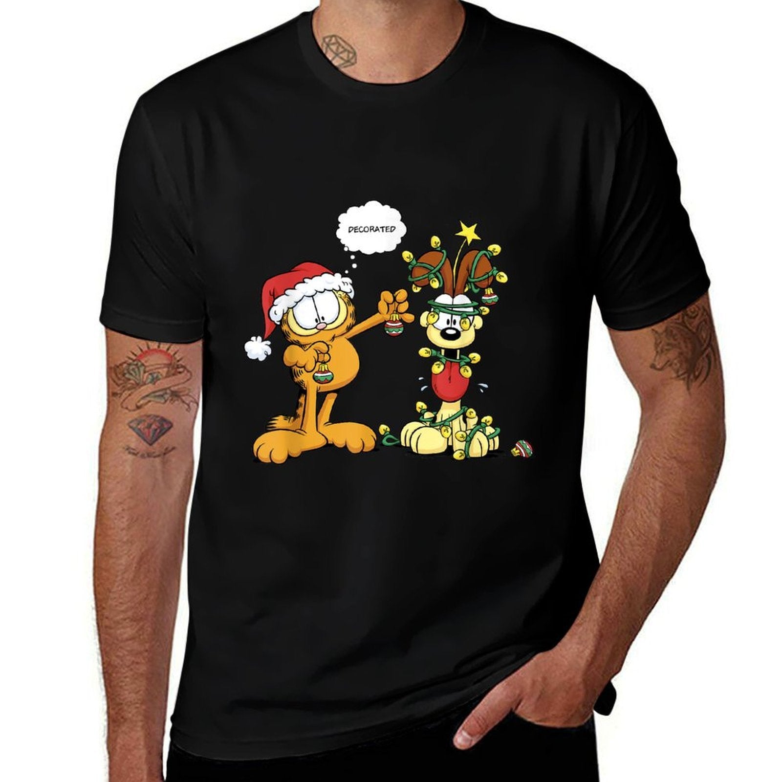 Garfield Unisex-Adults, Blue, White, Small,, Classic Fit, Round Neck, Christmas, Modern, Cartoon, Imported, Polyester 100 Comfortable T-Shirt