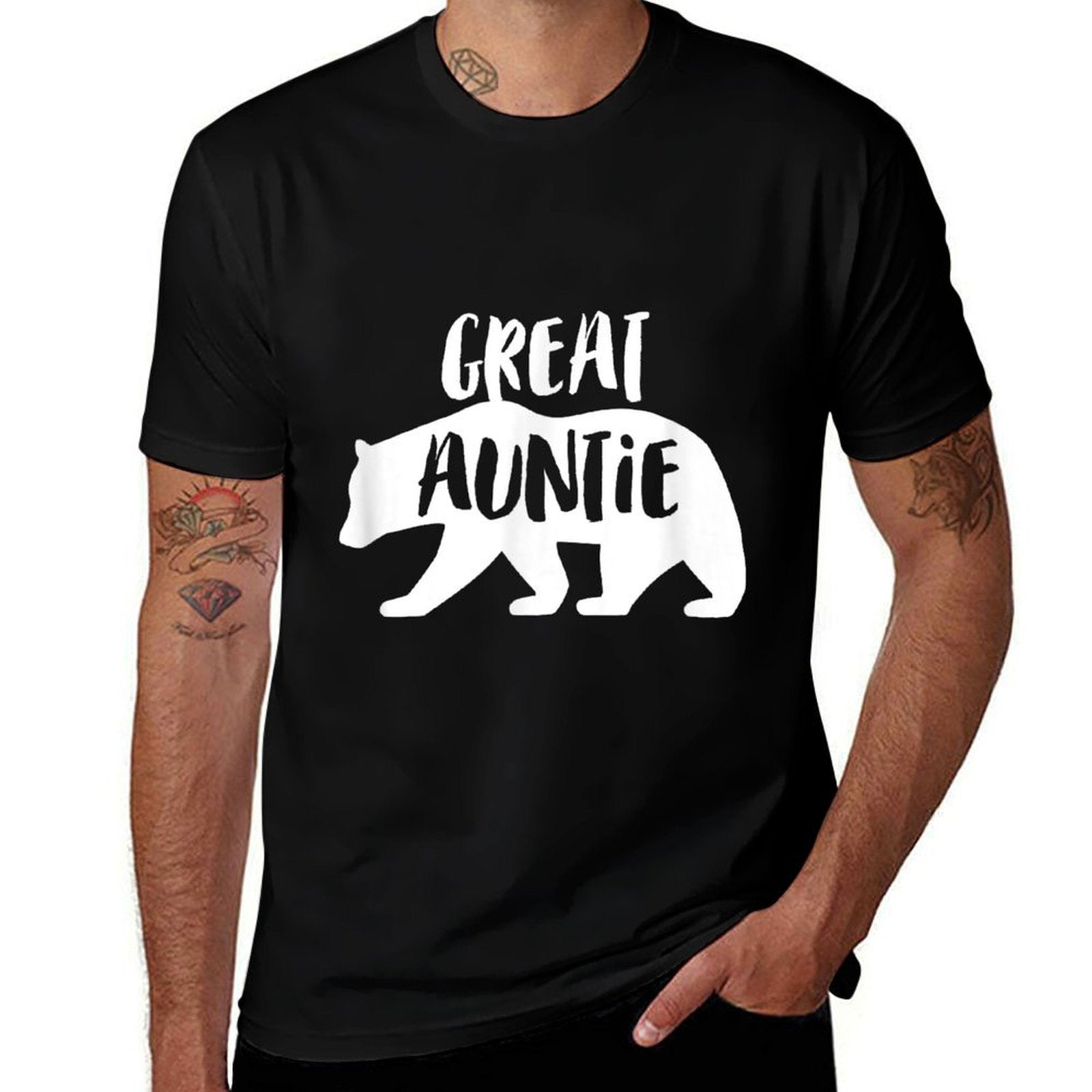 The Persnickety Owl Family Bears #2 Great Aunt Auntie Bear Womens Blue Modern Lace Embellishment Classic Fit  Relaxed-fit T-Shirt