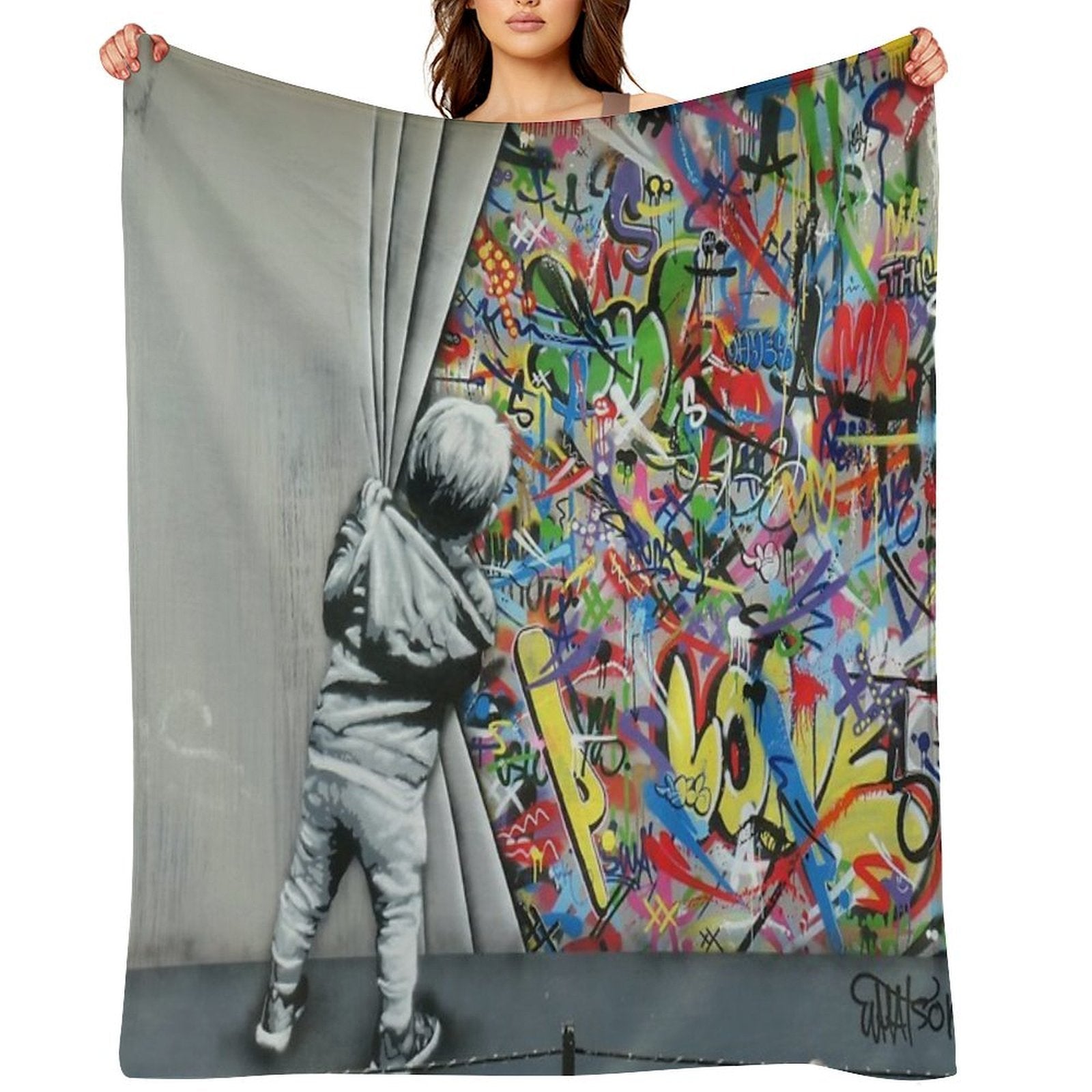 Behind The Curtain - Martin Whatson (Wynwood Walls Edition)  Miami Comfort Throw Blanket